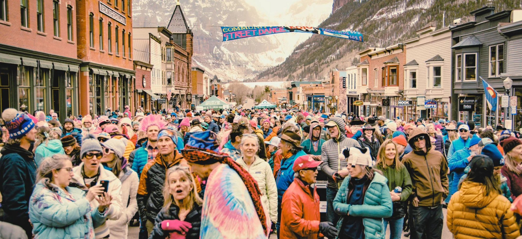 KOTO Radio Street Dance crowd on Main Street in Telluride